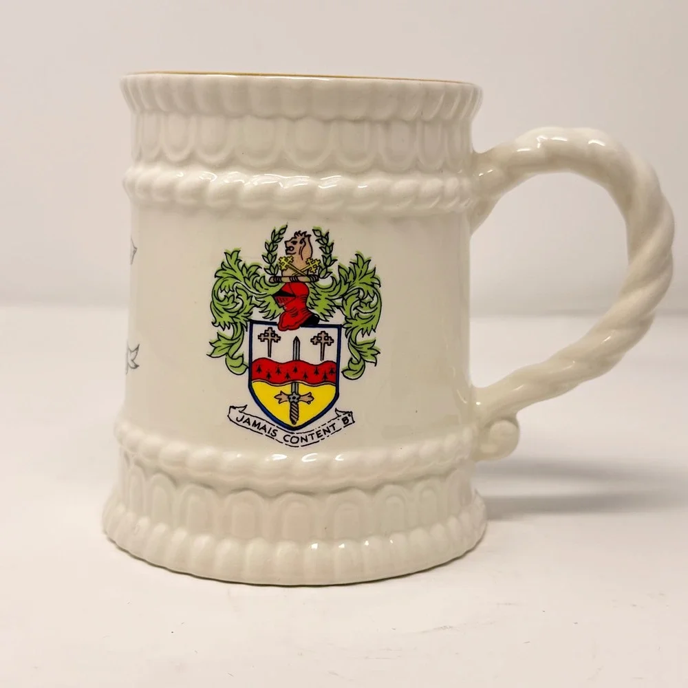 Vtg Sampson Bridgwood Lifelong Ironstone Knight Tankard Mug Coat of Arms England